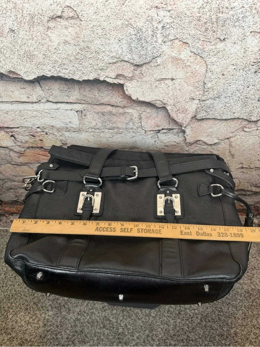WILSON LEATHER EUC XL BLACK LEATHER BUSINESS B42 TOTE WITH CROSSBODY STRAP